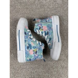 Disney Stitch Tropical High Top Canvas Sneakers Kids Size 1 Zip Lace Up